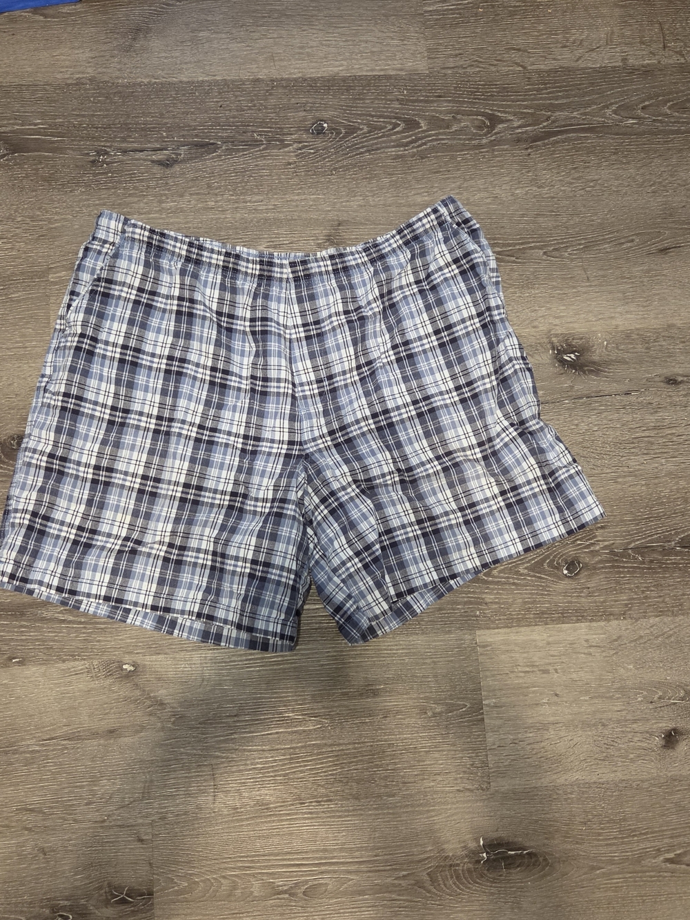 Basic Editions Blue Plaid Men's Flat Front Shorts